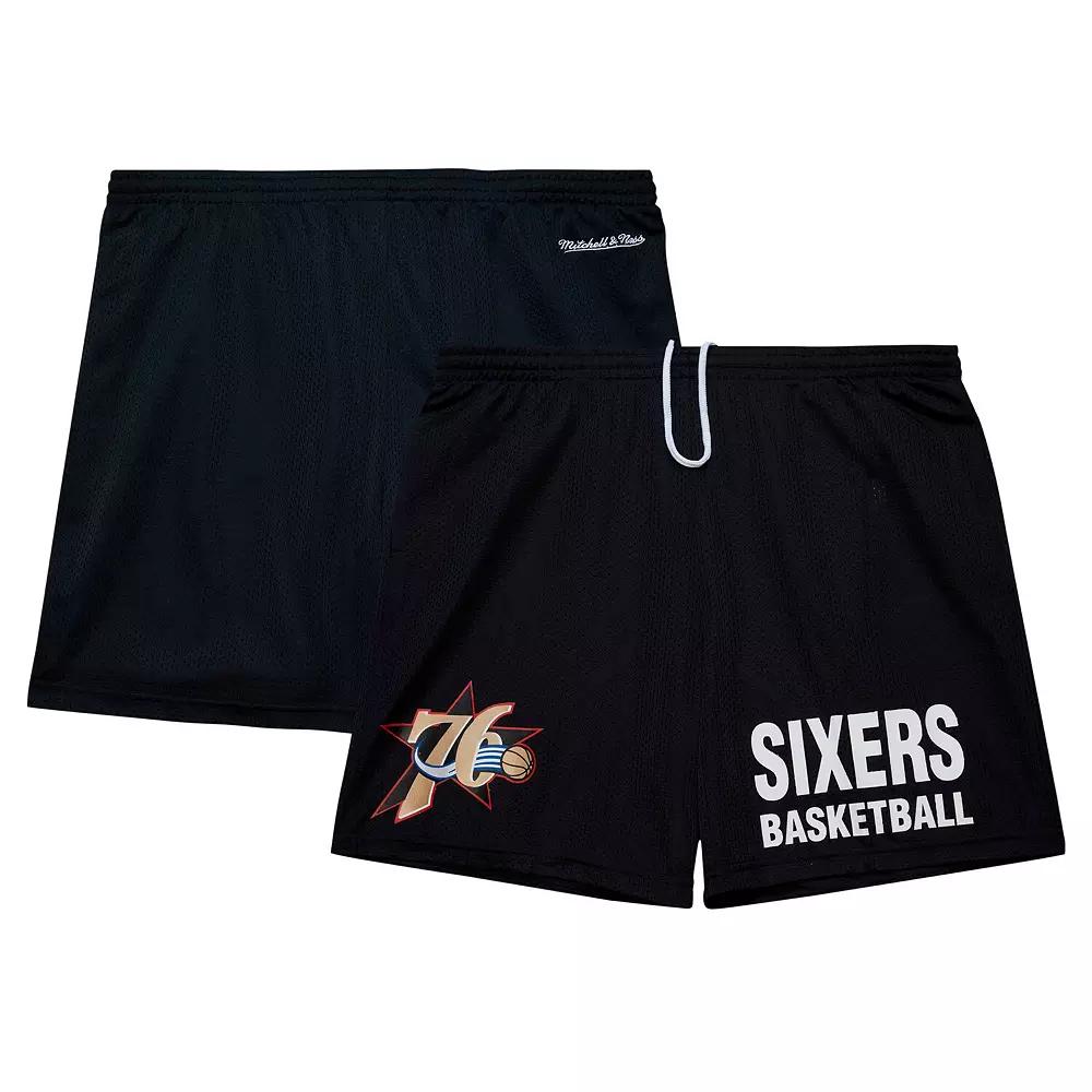 Men's Mitchell & Ness Black Philadelphia 76ers Hardwood Classics Gameday Mesh Shorts,  Product Image