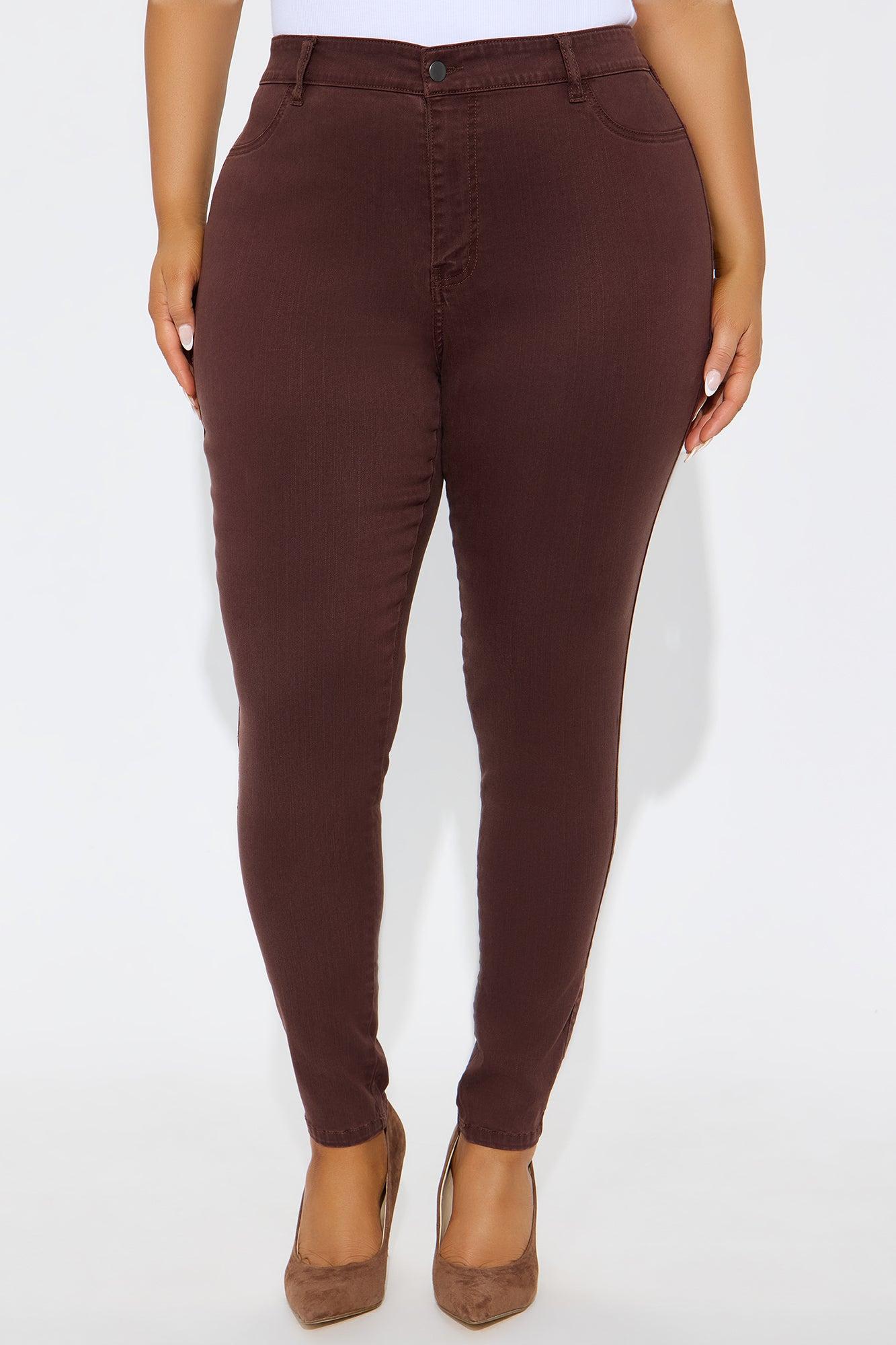 Classic Mid Waist Soft Stretch Skinny Jeans - Brown Female Product Image