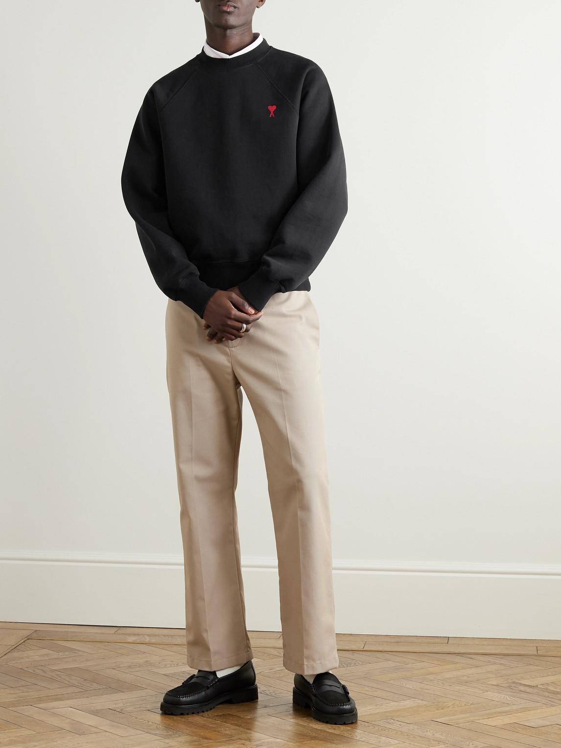 AMI ALEXANDRE MATTIUSSI Ami Classic Black Sweater With Round Neckline And Emblem Detail Product Image