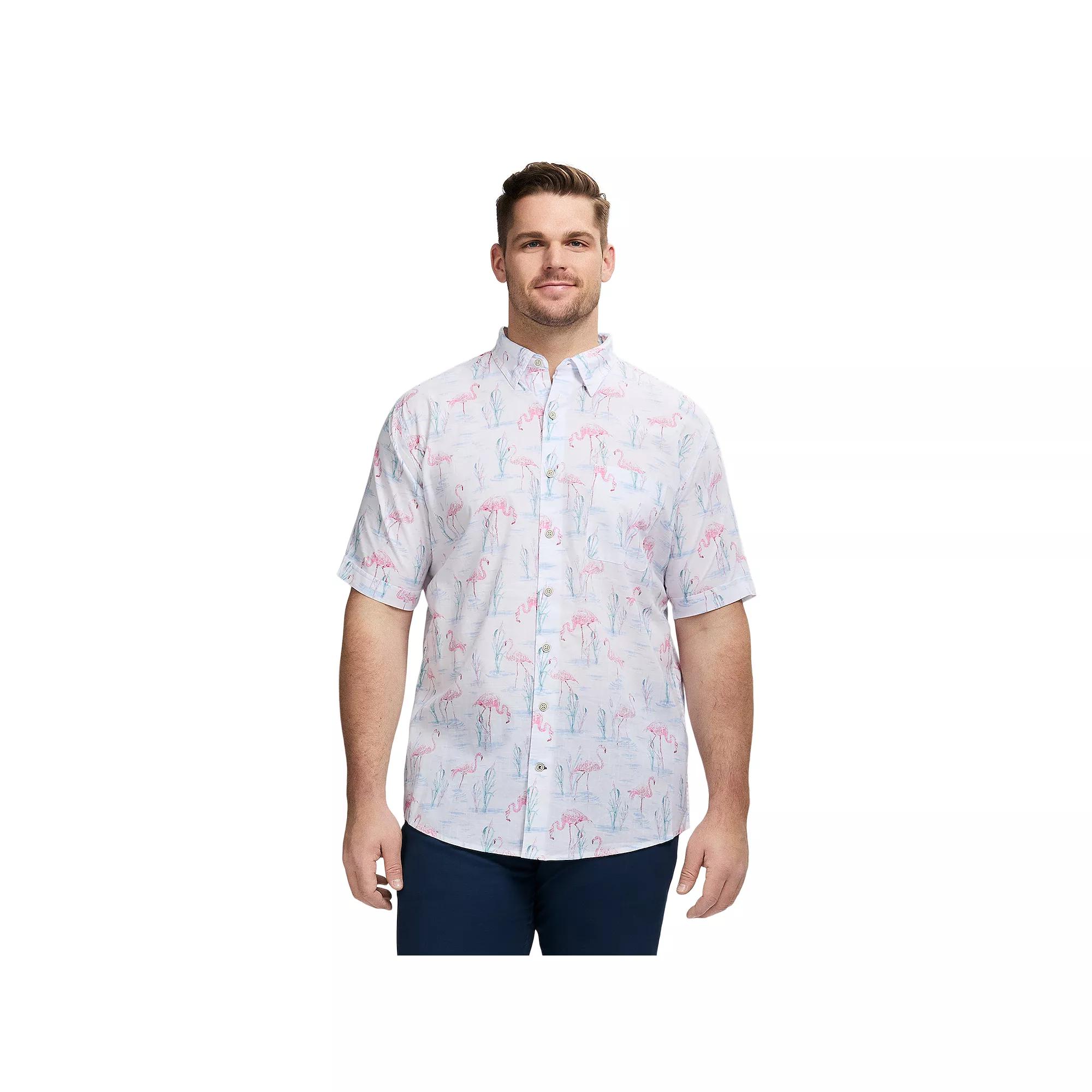 Big & Tall IZOD Dockside Short Sleeve Chambray, Men's, Size: 3XL Tall, Bright White Pink Product Image