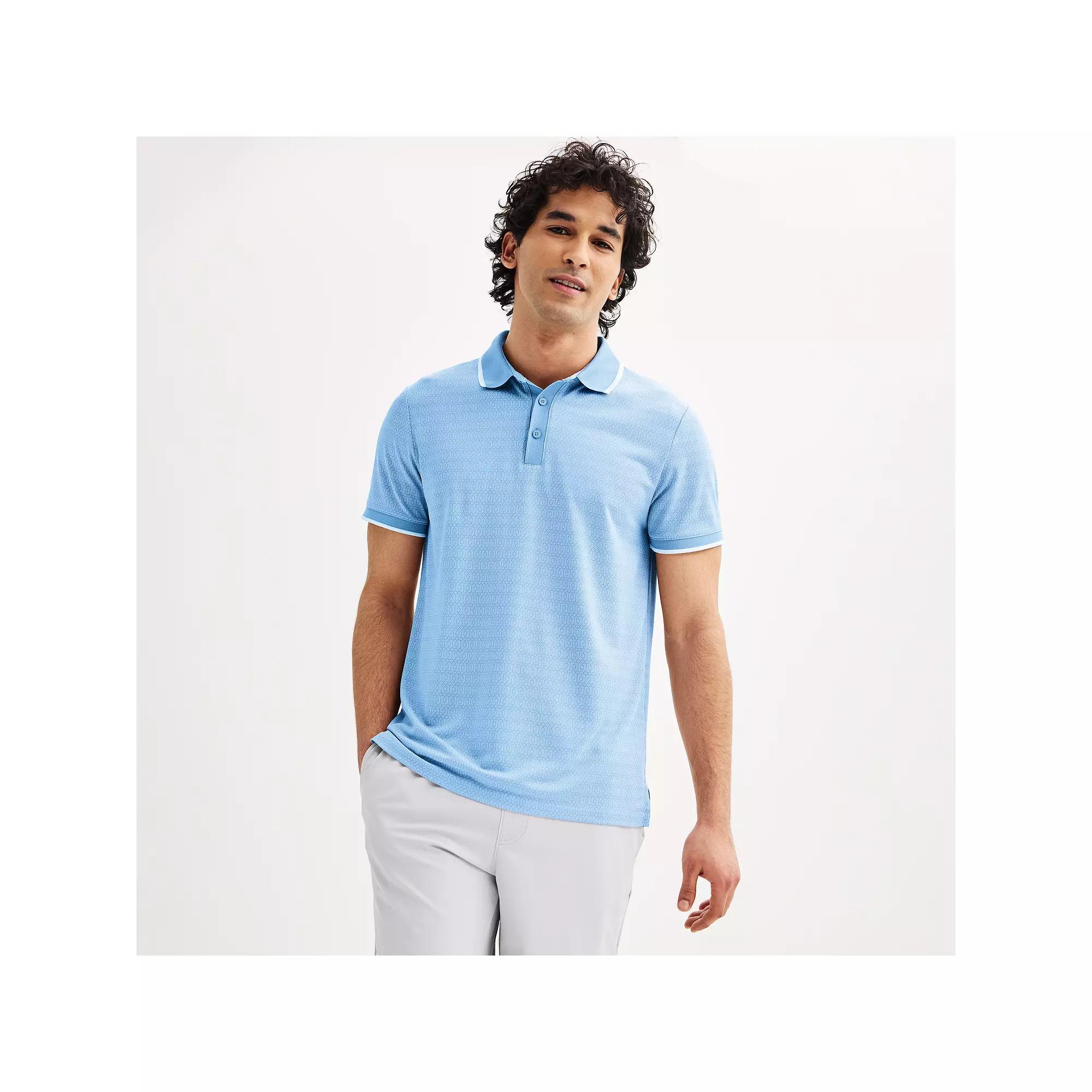 Men's FLX Tipped Commuter Polo, Size: Medium, Light Blue Product Image