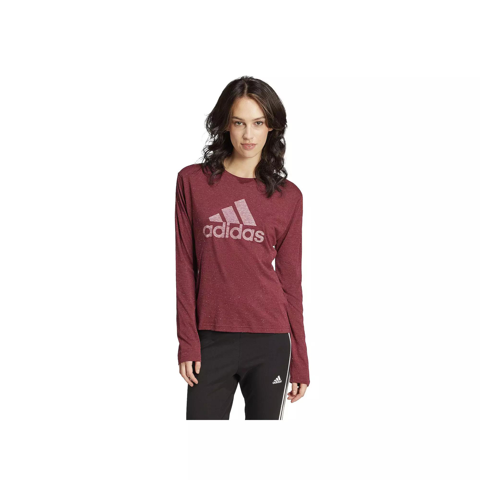 Women's adidas Winners Long Sleeve Tee, Size: XS, Shadow Red Product Image