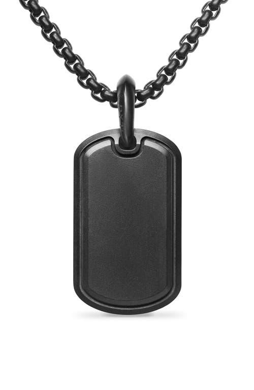 David Yurman Mens Sculpted Cable Tag Titanium with Black Diamonds, 27mm Product Image