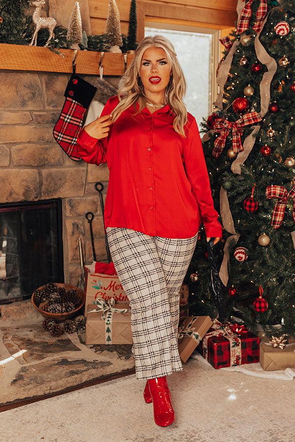 Roaming The City Button Up in Red Curves Product Image