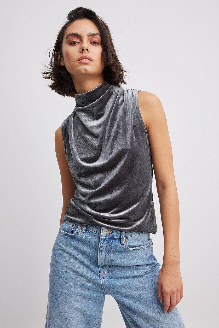 Funnel Neck Velvet Top Product Image