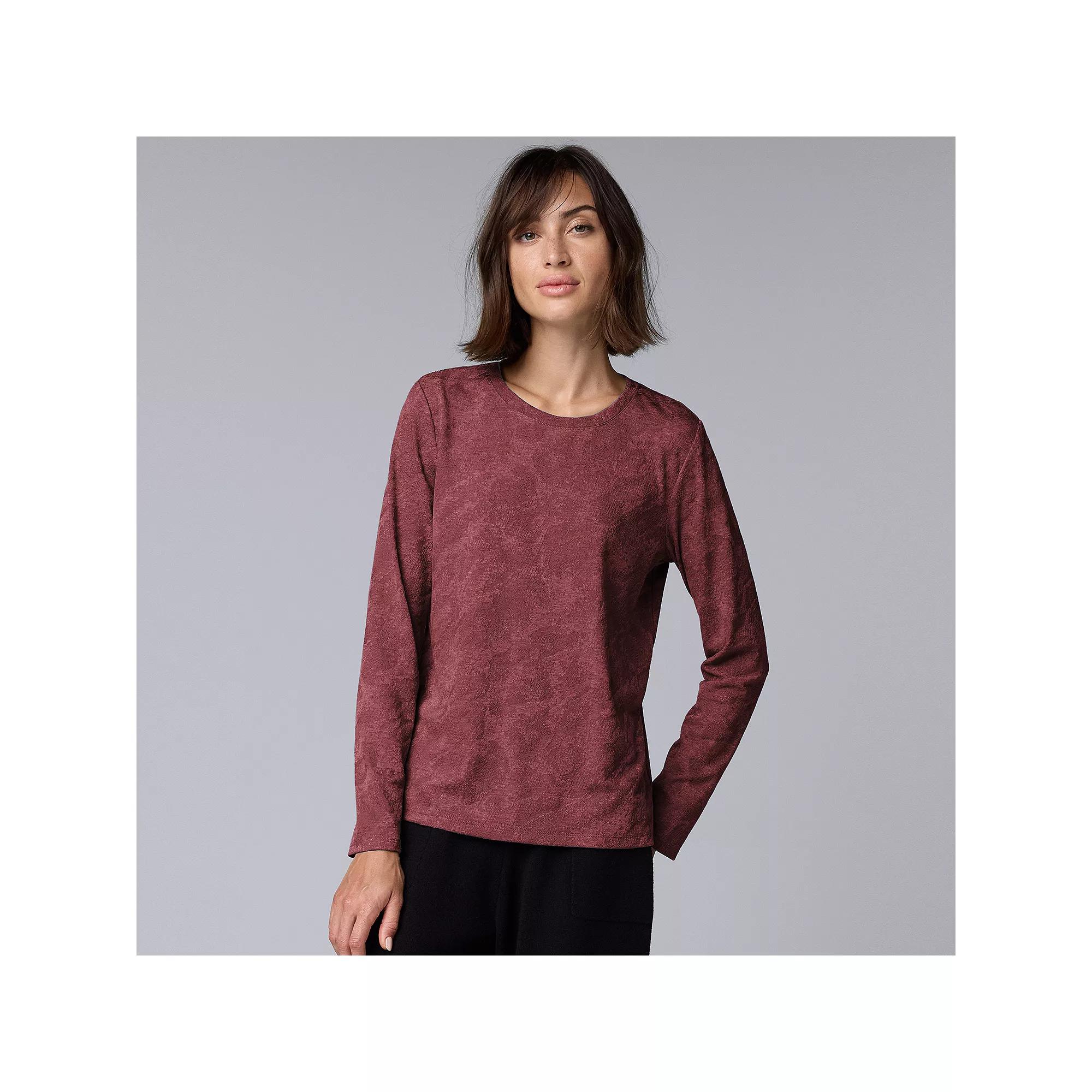 Women's Simply Vera Vera Wang Long Sleeve Crew Neck Tee, Size: XXL, Quiet Storm Grey Product Image