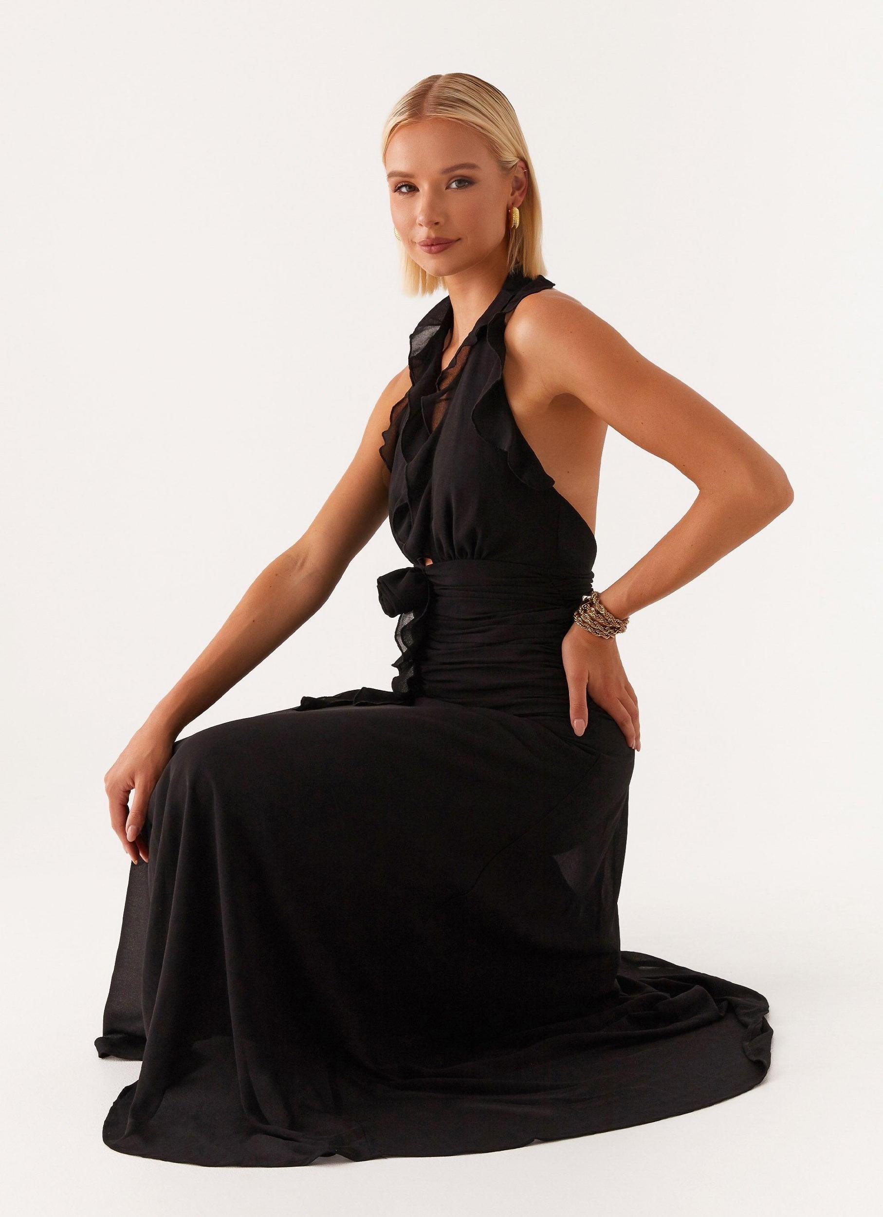 What You Need Frill Maxi Dress - Black Product Image