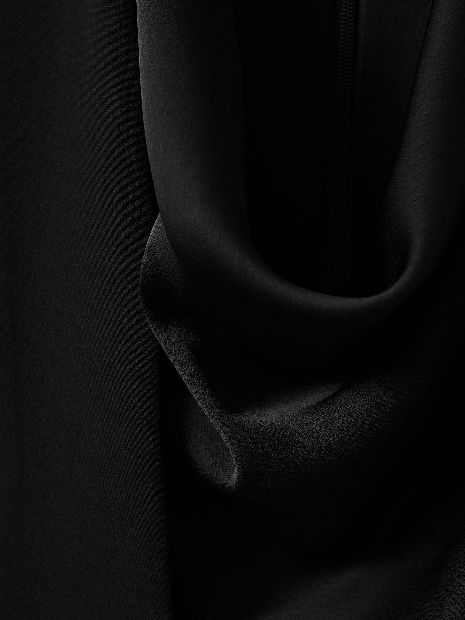 Halston Cowl Neck Wrap Midi Dress in Black Product Image