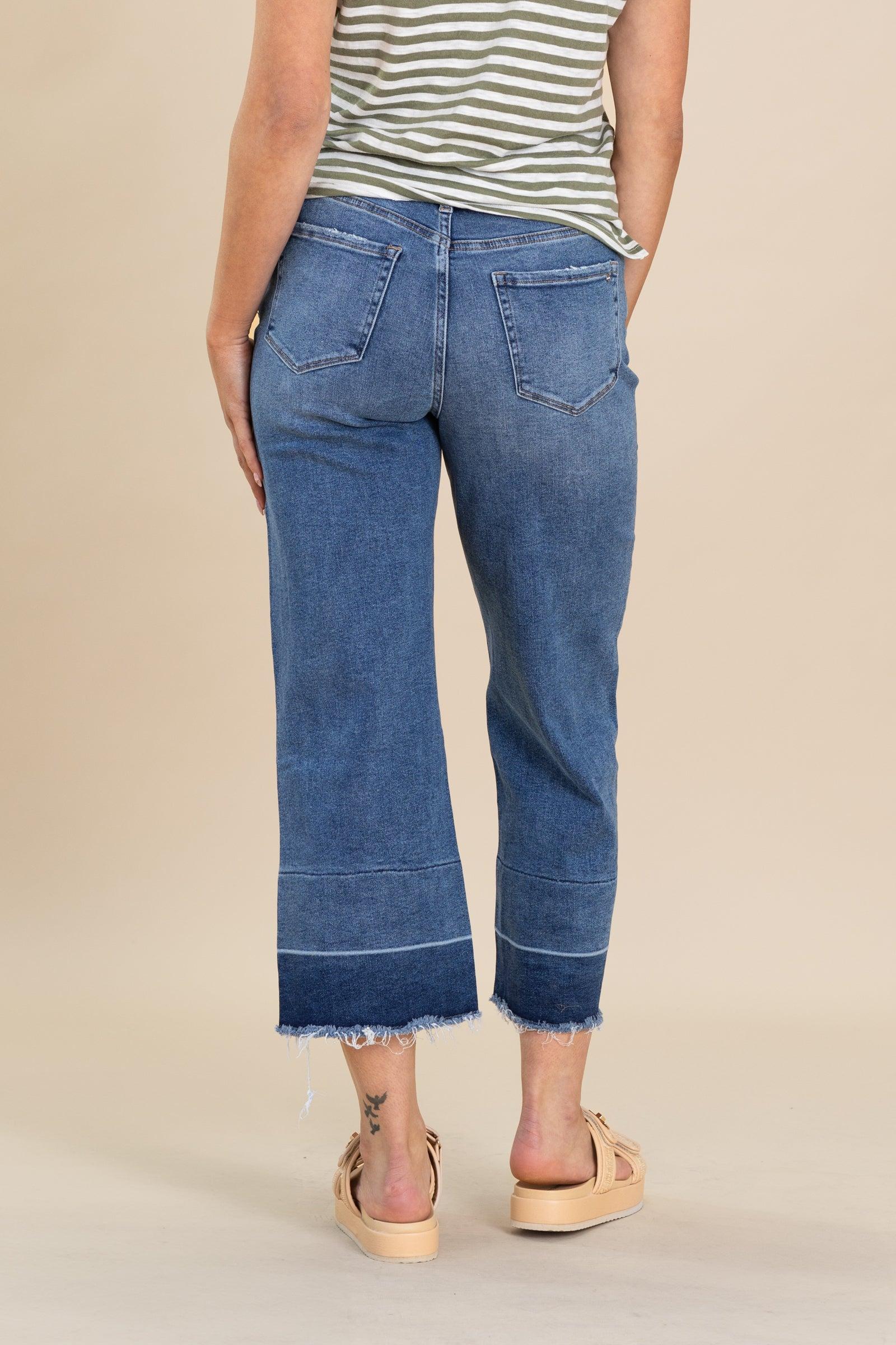 Mica Two Tone High Rise Straight Crop Jean Product Image