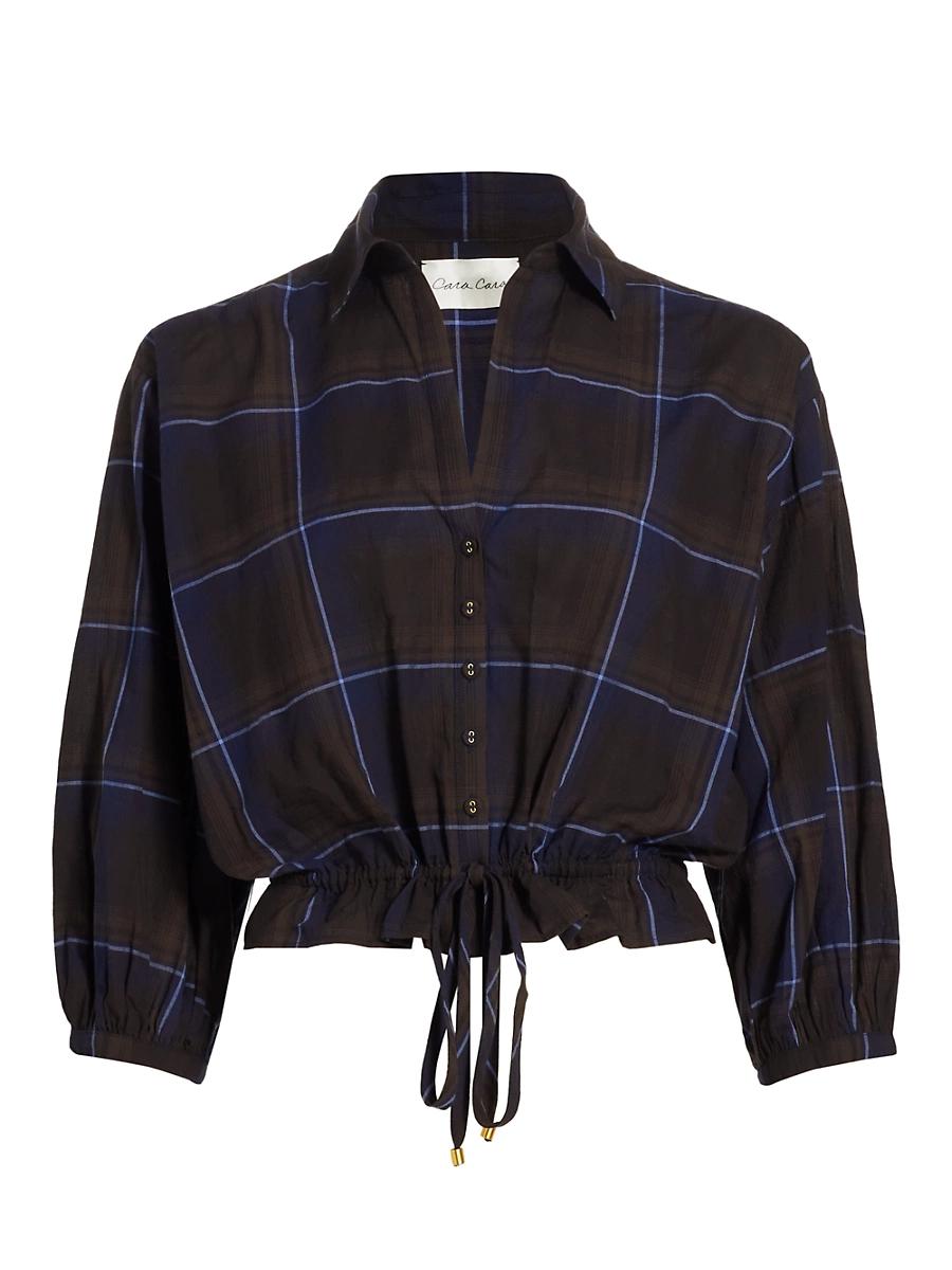 Womens Hutton Plaid Cotton Crop Shirt Product Image