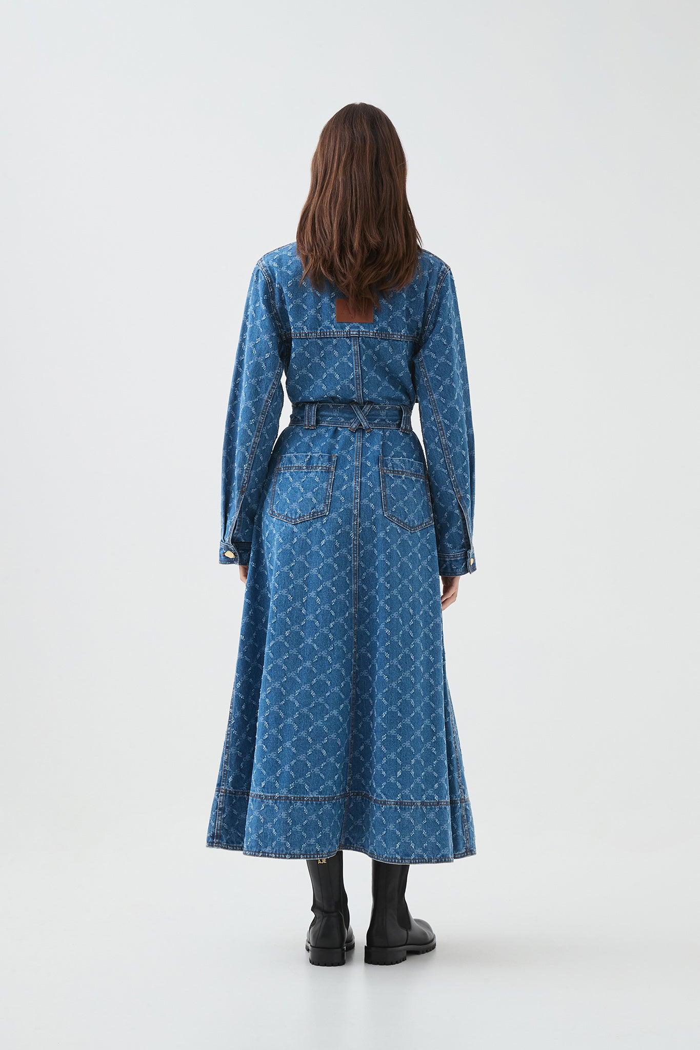 Check Denim Midi Dress Product Image