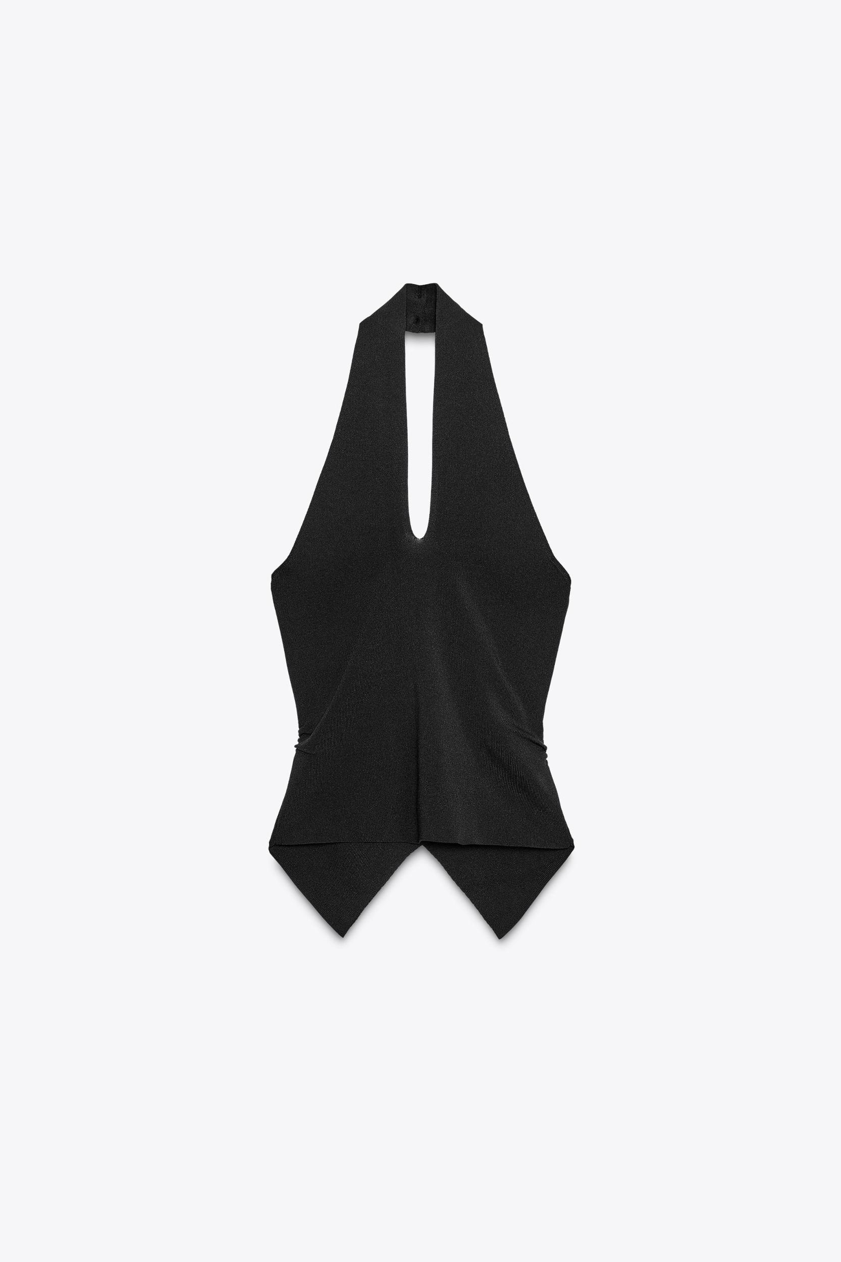 RUCHED KNIT HALTER TOP Product Image