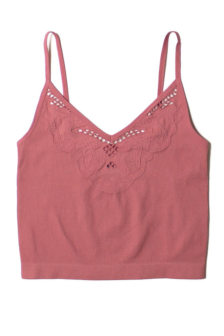 Dusty Rose Seamless Lace Pattern Cami Product Image