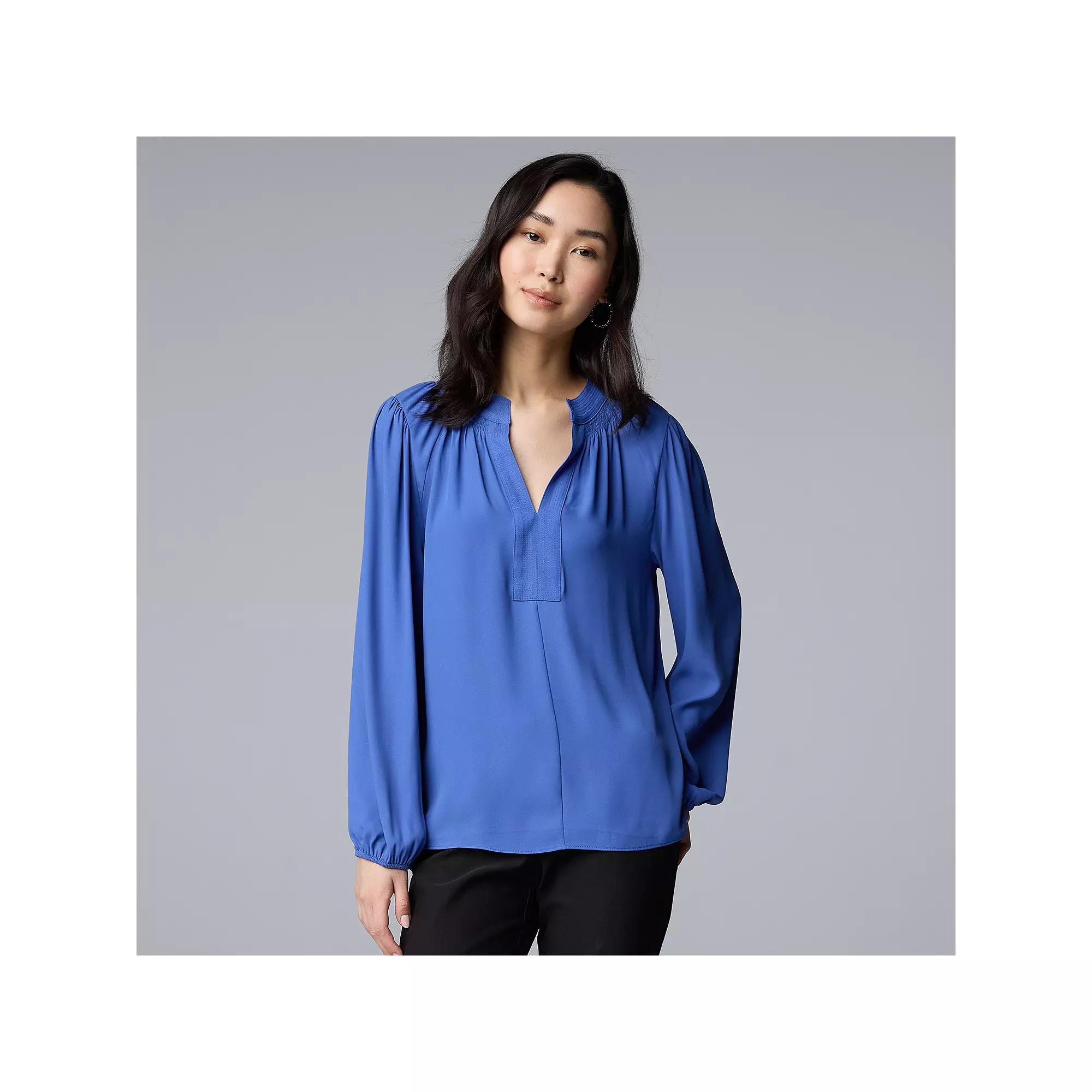 Women's Simply Vera Vera Wang Smocked Neck Blouse,  Product Image