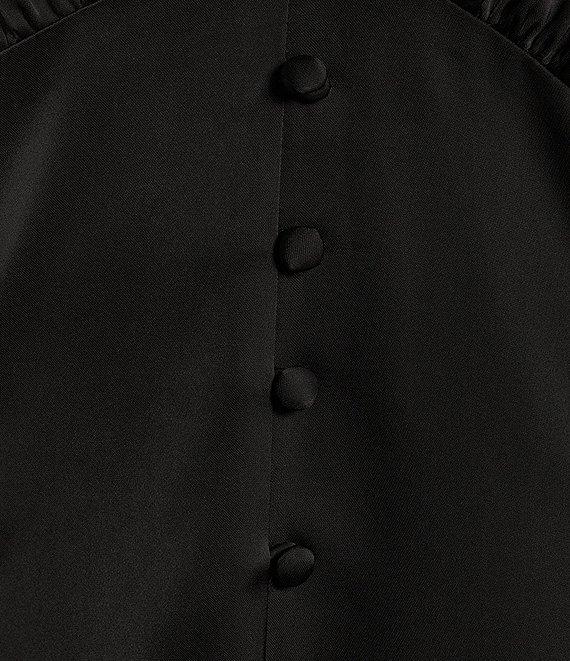 Chelsea & Violet Satin Long Balloon Sleeve Button Front Mini Dress Product Image