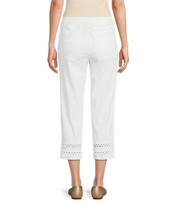 Multiples Petite Size Stretch Twill Fitted Rick-Rack Hem Detail Pull-On Pants Product Image