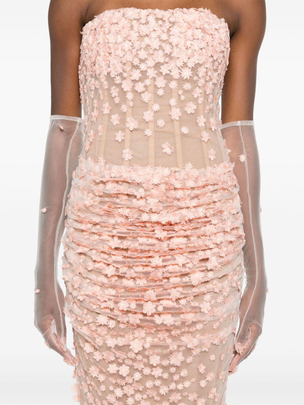 floral-appliqué long corset dress Product Image