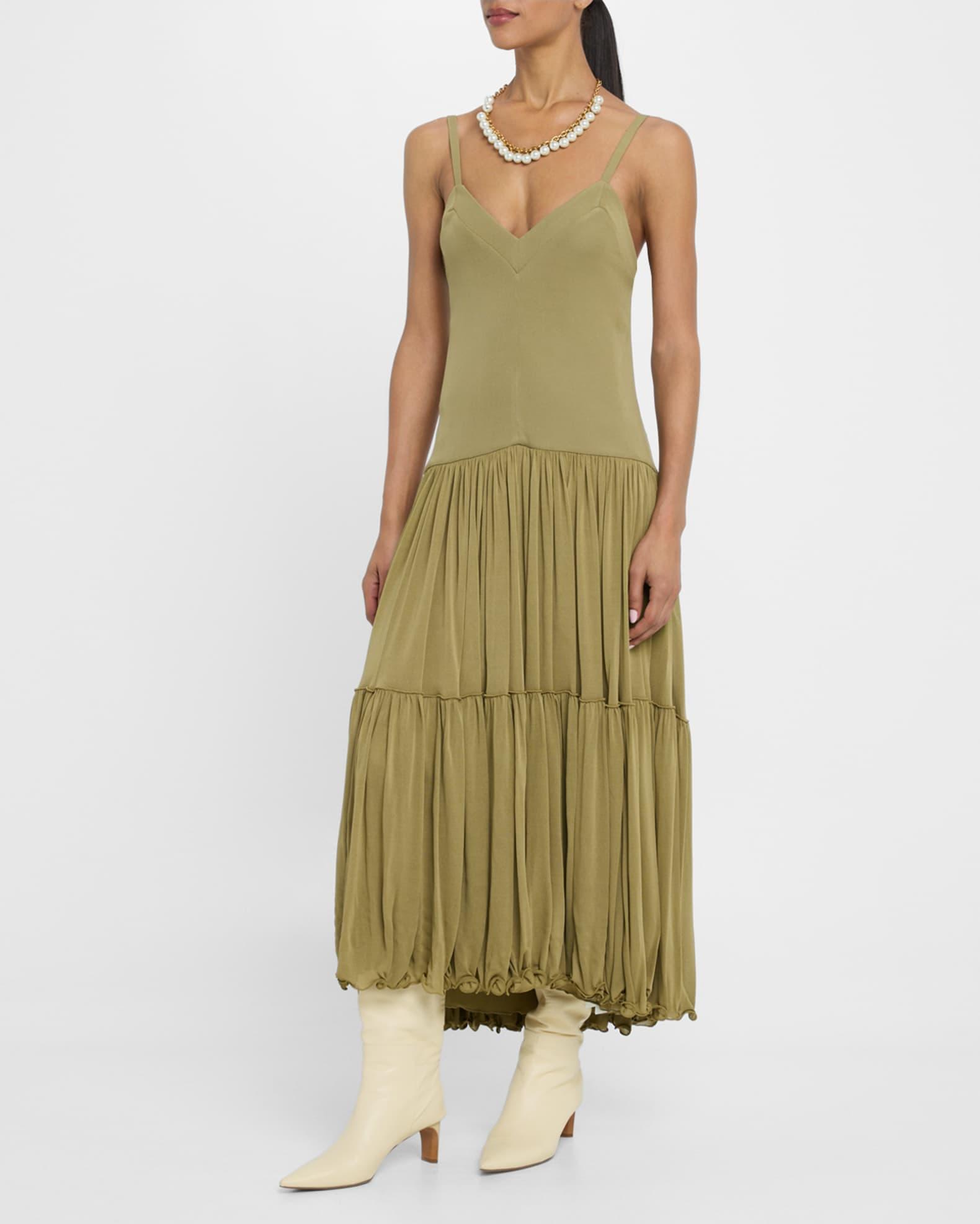 Sleeveless Drop-Waist Tiered Midi Dress Product Image