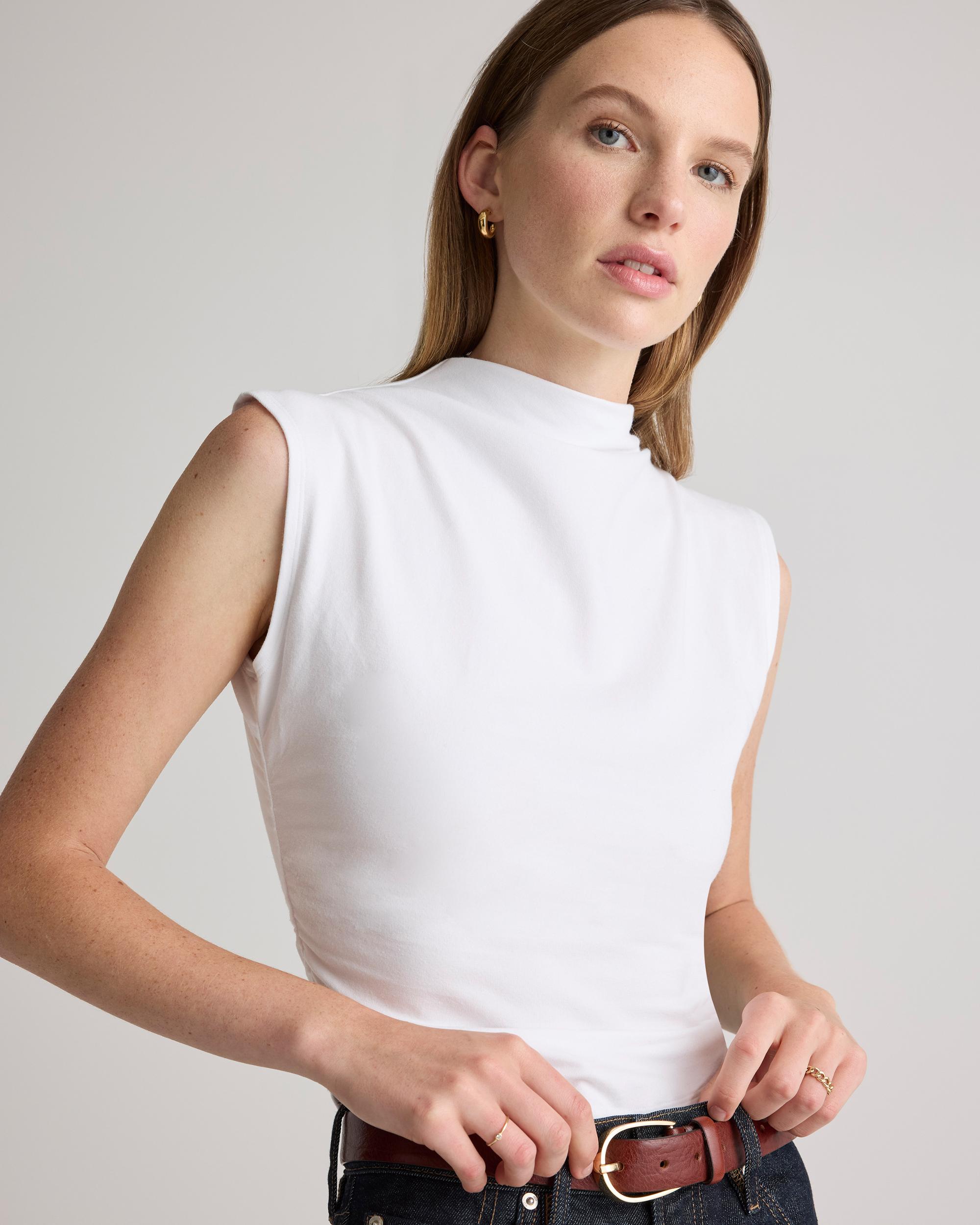 Quince | Women's Stretch Cotton Jersey Sleeveless Mock Neck Top Size XS, Organic Cotton Product Image