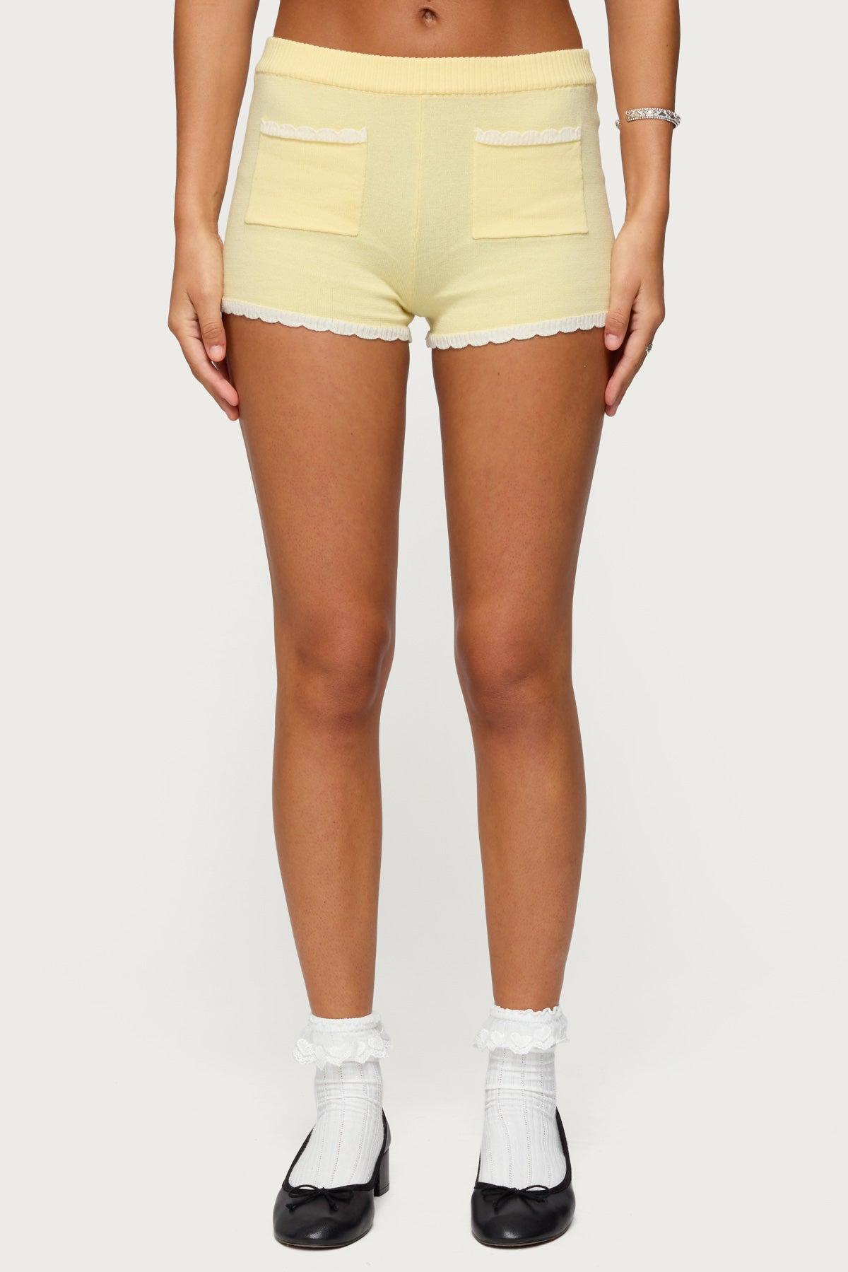 Leila Scalloped Knit Shorts Product Image