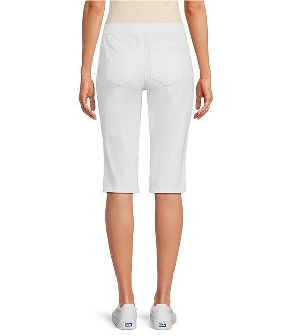 Intro Petite Size Rivet Trim Flower Skimmer Denim Pull-On Shorts Product Image