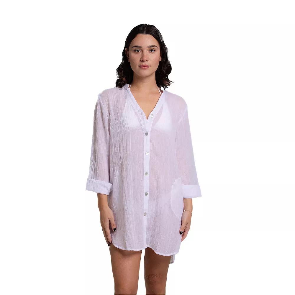 Womens Portocruz Oversized Button-Front Shirt Swim Cover Product Image