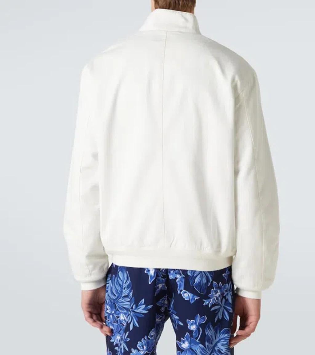 POLO RALPH LAUREN Logo-embroidered Cotton-twill Bomber Jacket In White Product Image