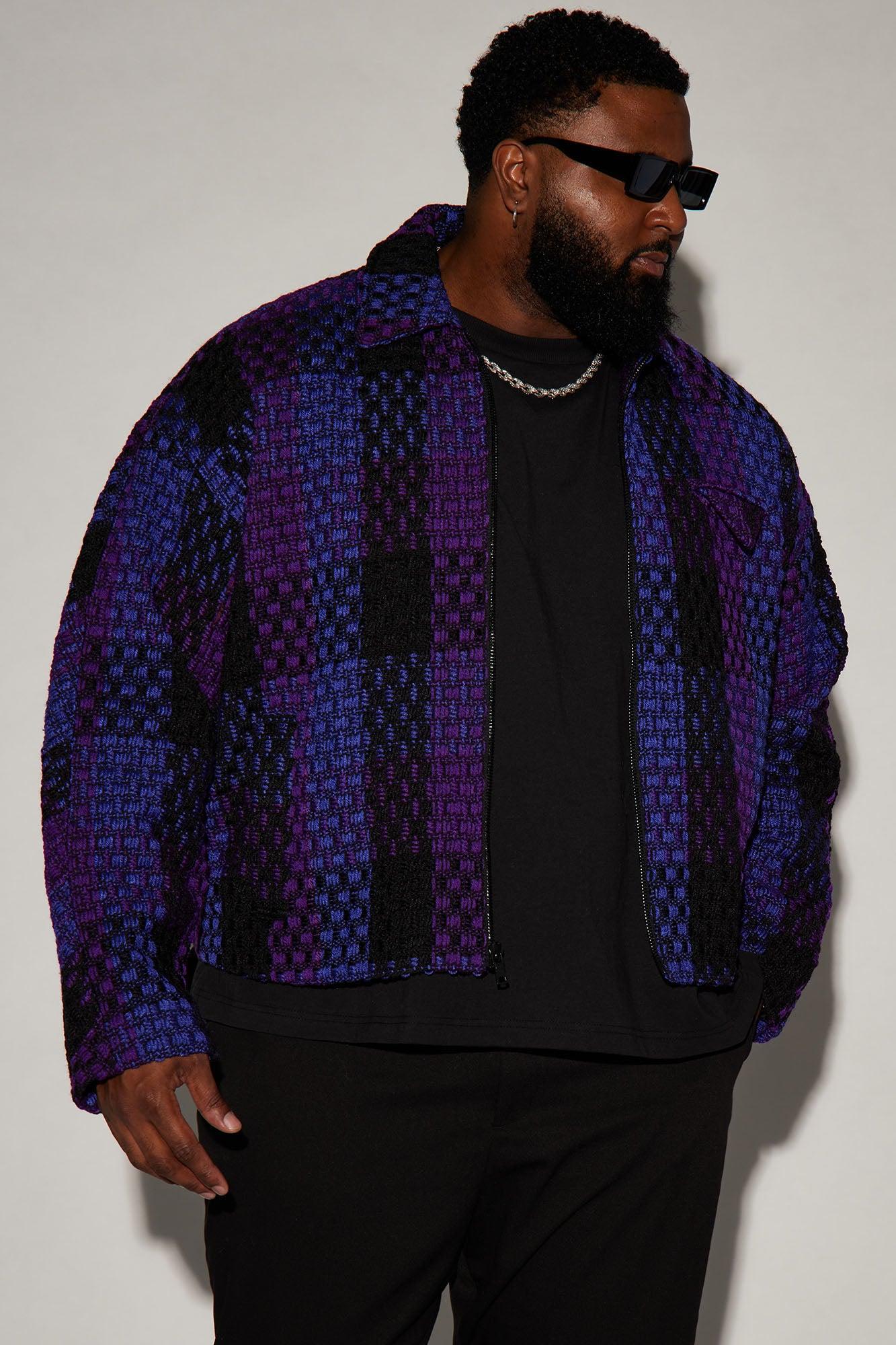 Beverly Tweed Cropped Chore Jacket - Purple/combo Product Image