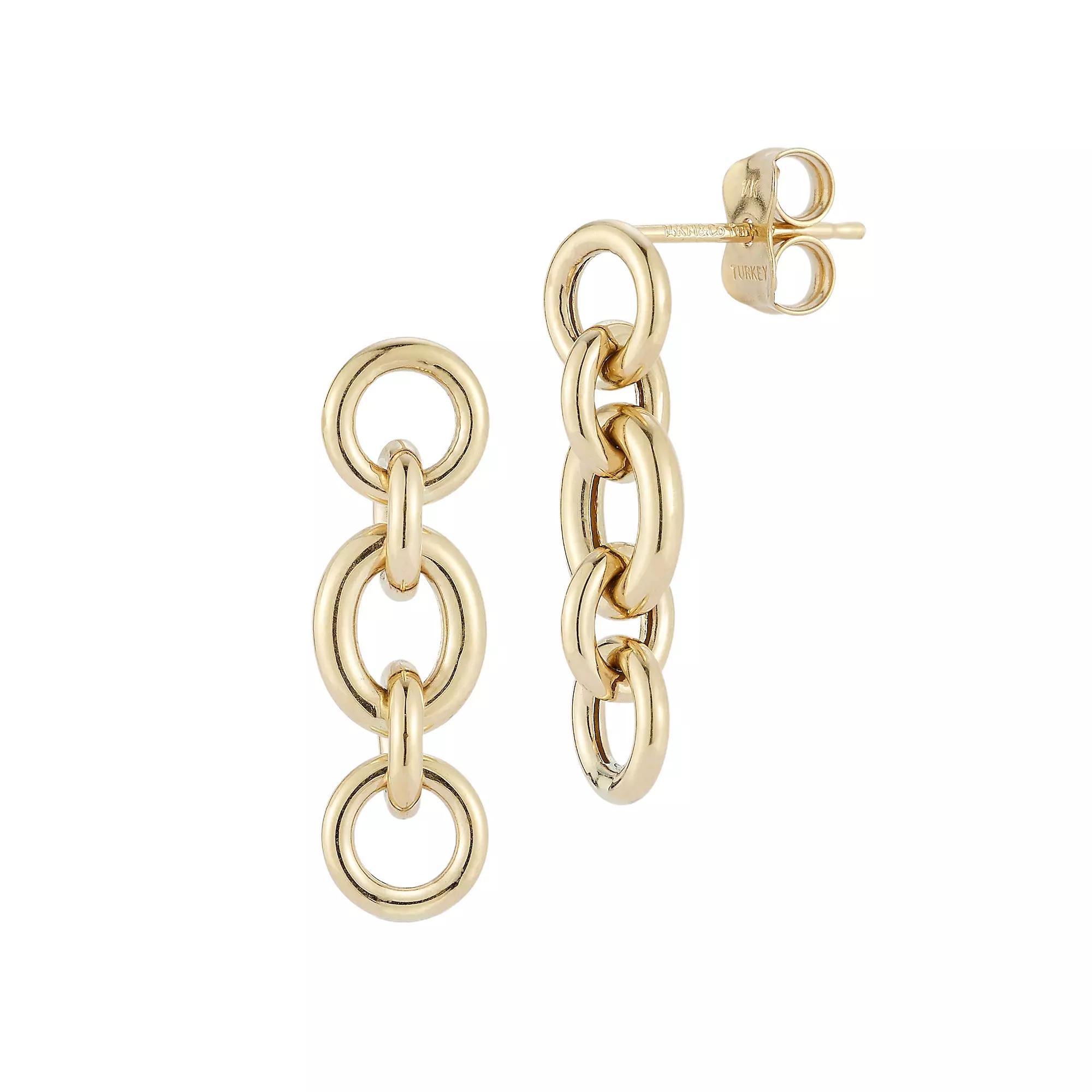 LUMINOR GOLD 14k Gold Rolo Link Drop Earrings, Women's Product Image