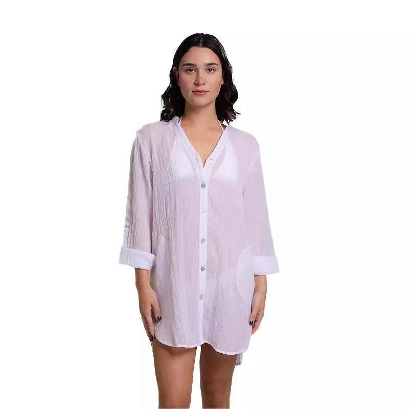 Womens Portocruz Oversized Button-Front Shirt Swim Cover Product Image