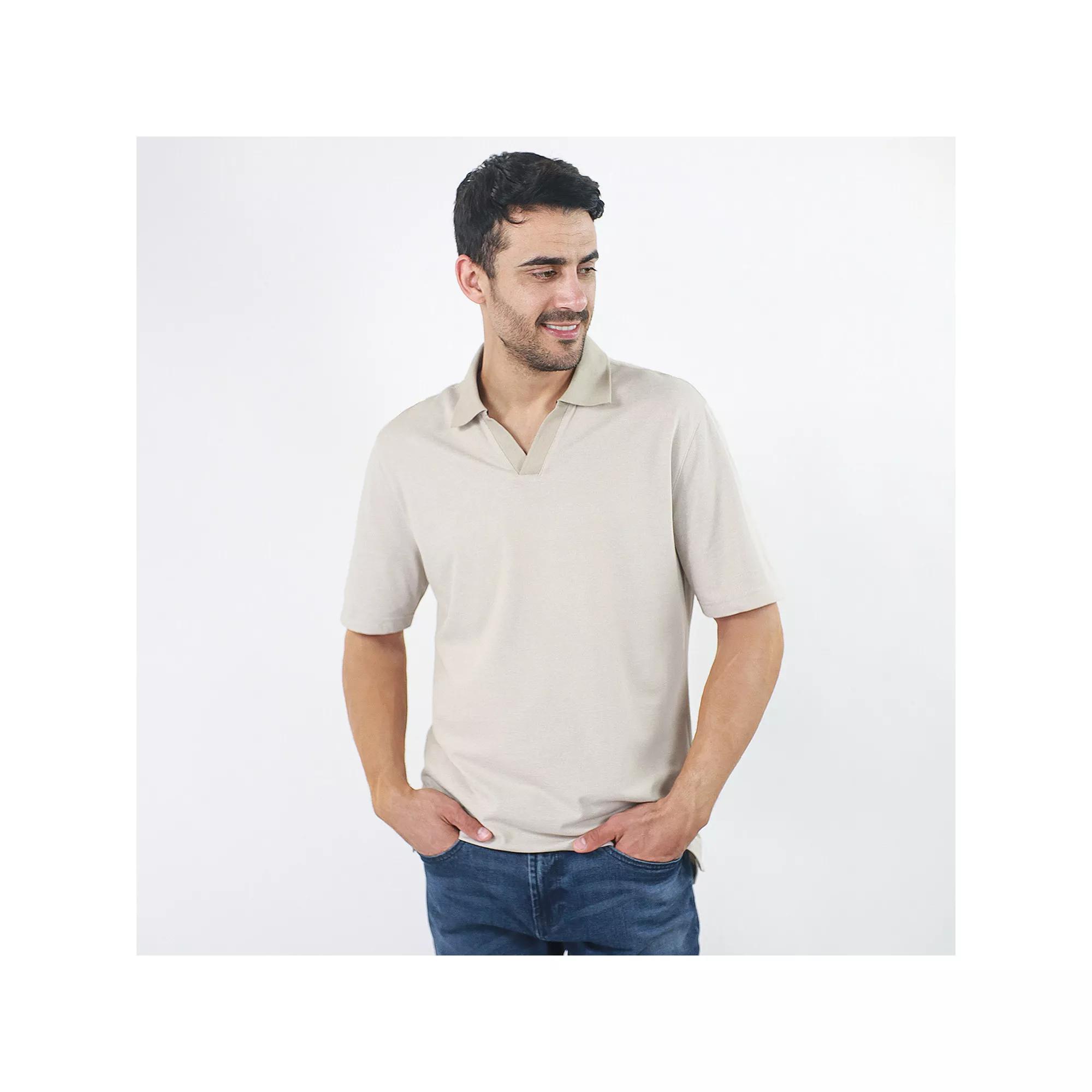 Men's JACHS NY Short Sleeve Lightweight Knit Oxford Polo,  Product Image