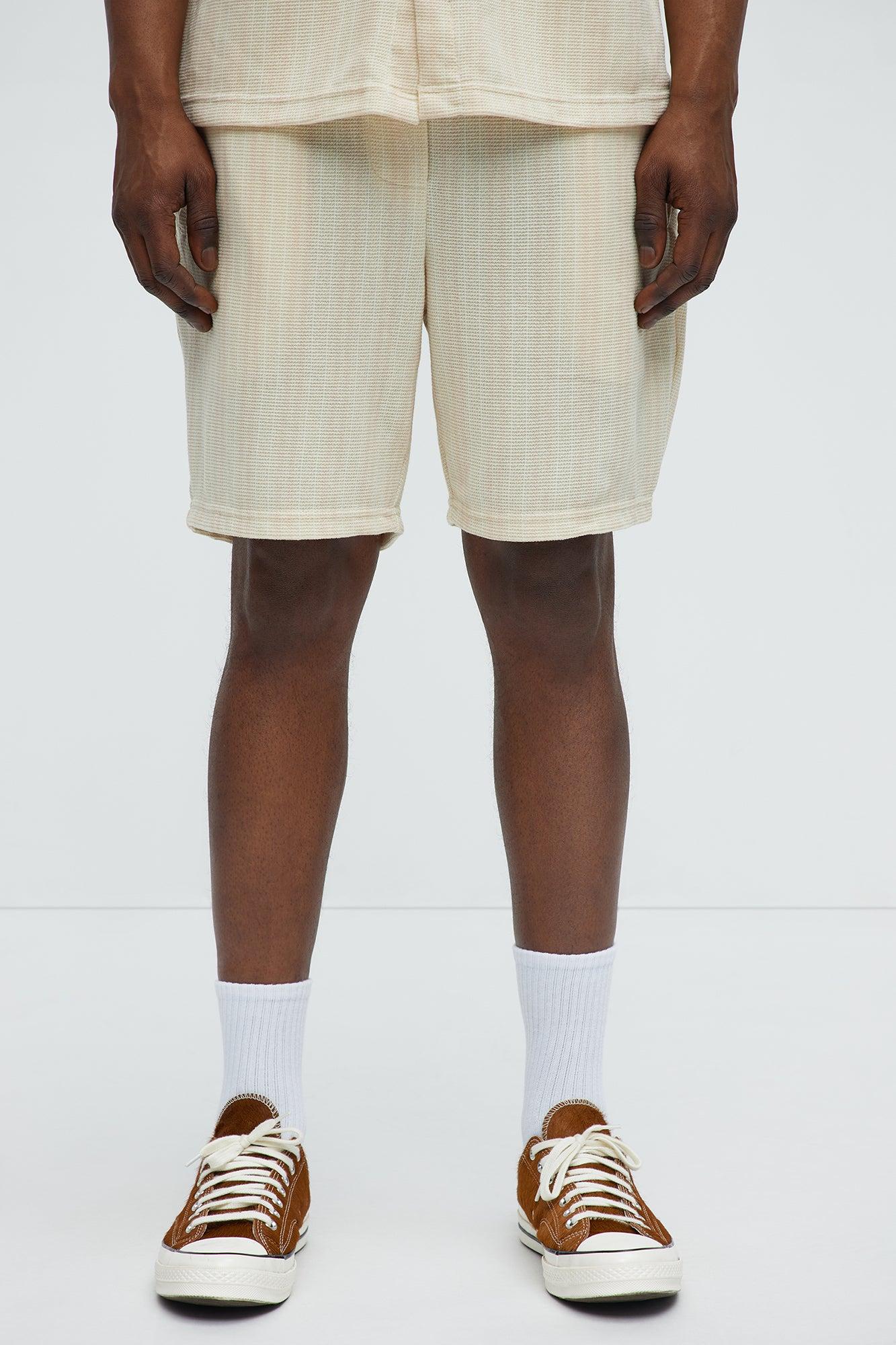 Valor Drawstring Striped Shorts - Cream Male Product Image