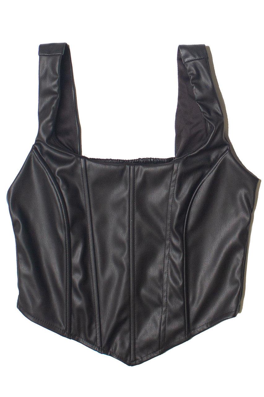 Pleather Corset Tank Top Product Image