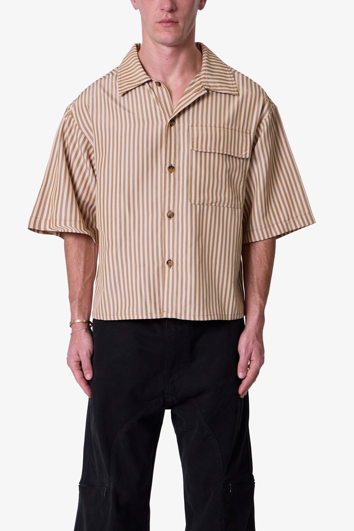 Striped One Pocket Pajama Shirt - Brown/Cream Product Image