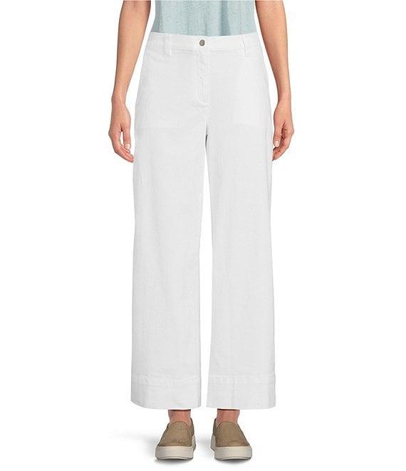 Eileen Fisher Stretch Garment-Dyed Organic Cotton Wide-Leg Pants Product Image