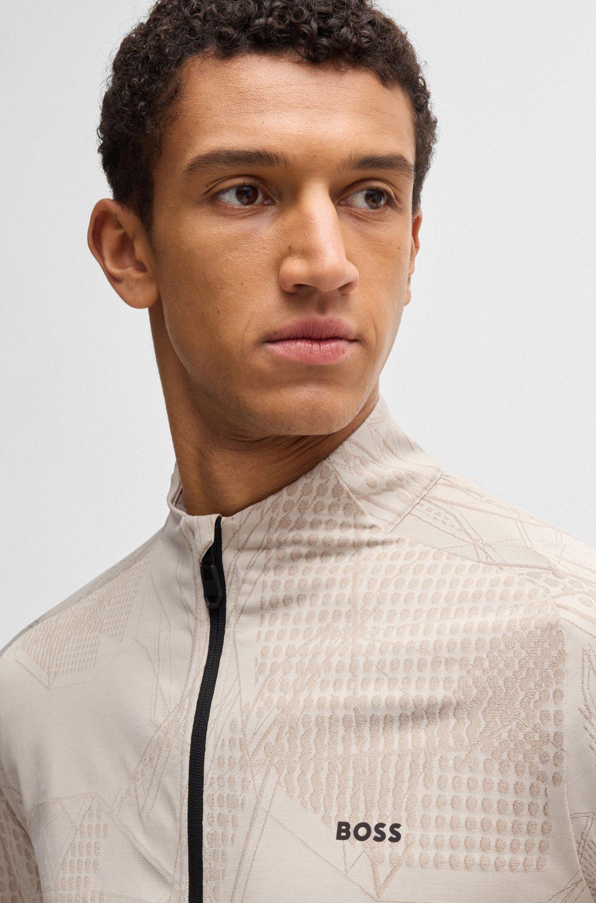 Active zip-up sweatshirt with dynamic jacquard pattern Product Image