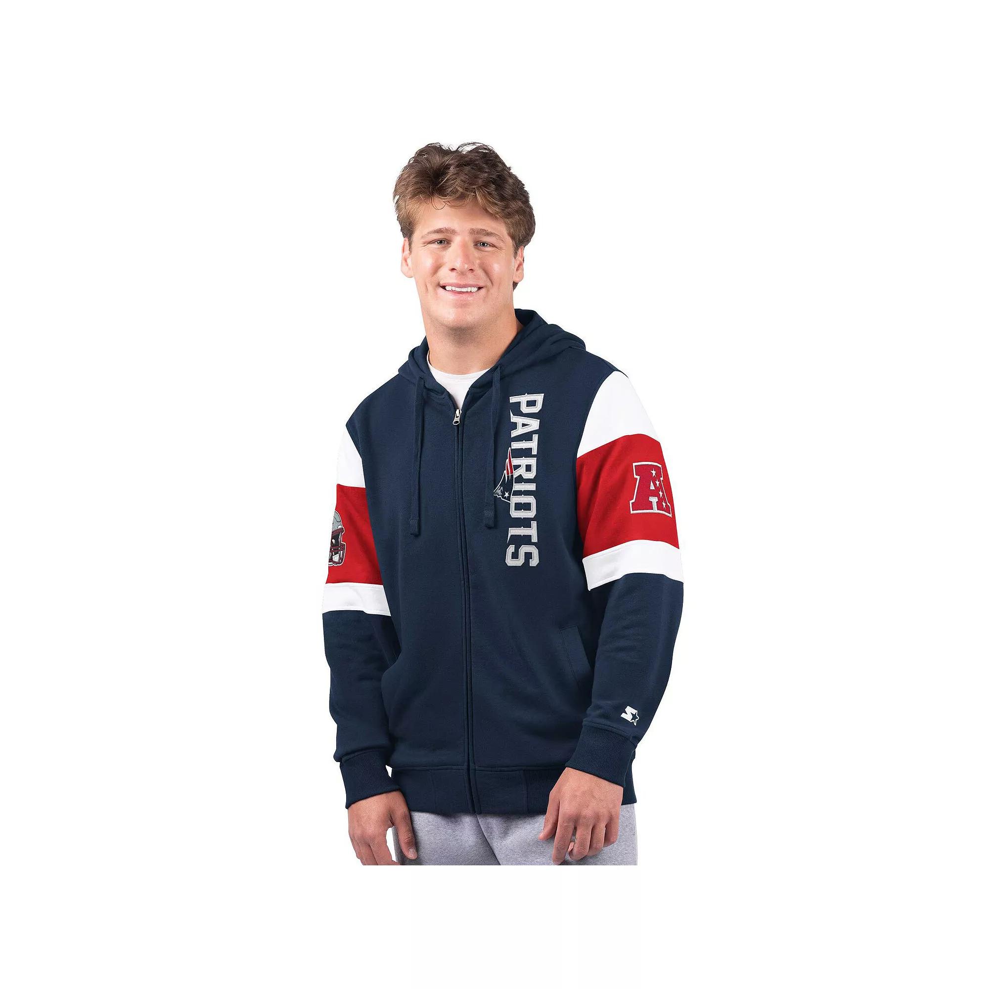 Men's Starter Navy New England Patriots Extreme Full-Zip Hoodie,  Product Image