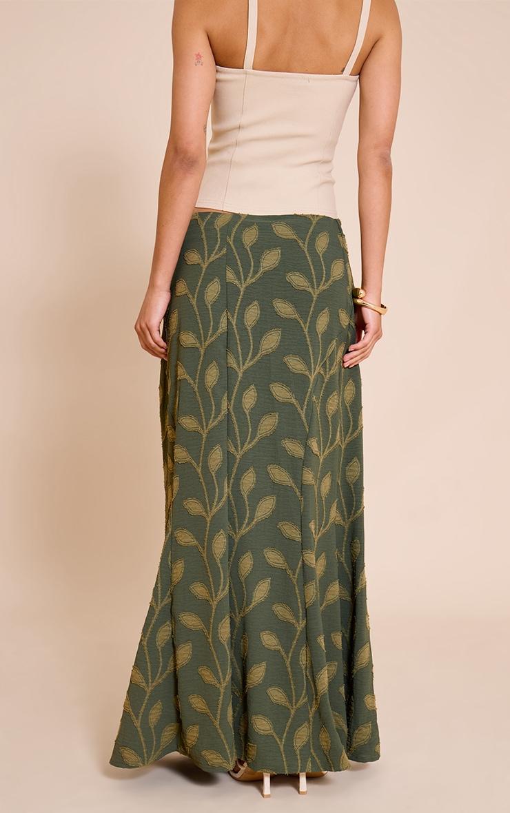 Khaki Textured Woven Floaty Maxi Skirt Product Image