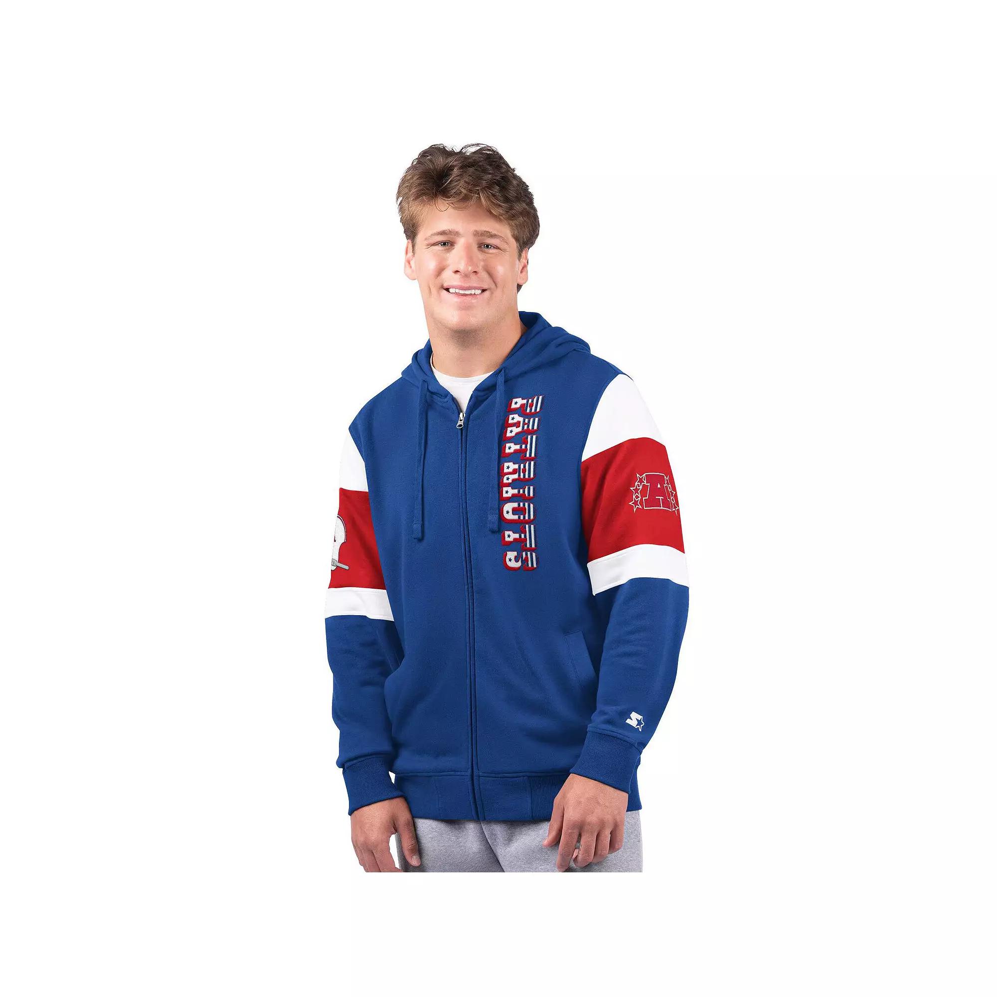 Men's Starter Navy New England Patriots Extreme Vintage Logo Full-Zip Hoodie, Size: 4XL, Blue Product Image