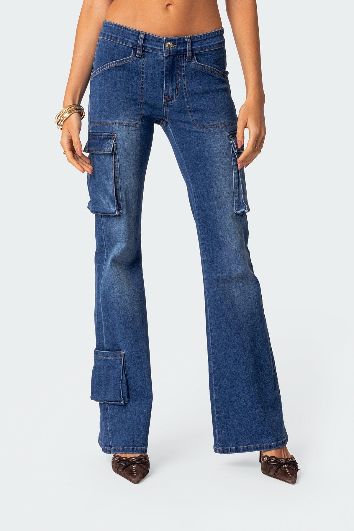 Roslyn Low Rise Flared Cargo Jeans Product Image