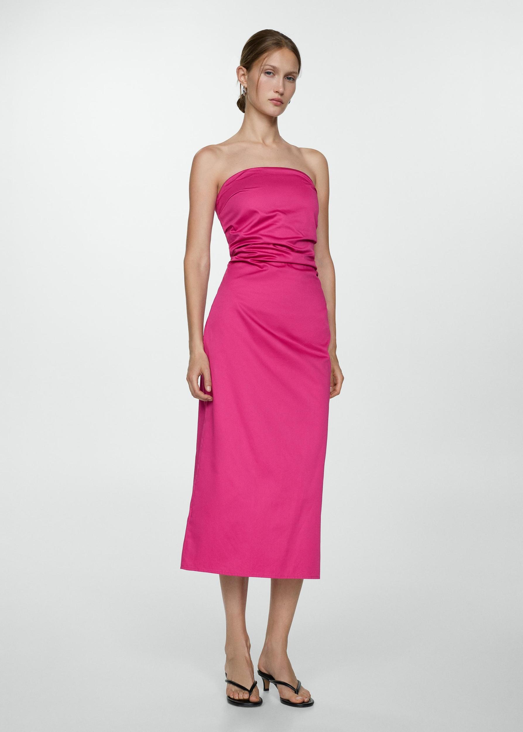 Draped strapless dress - Women | MANGO USA Product Image