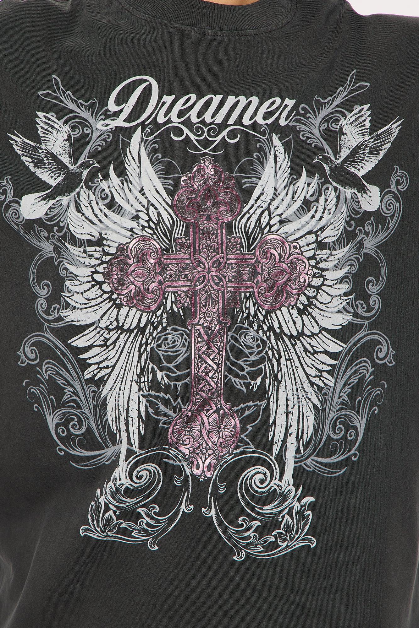 Dreamer Cross Vintage Washed Tee - Black Female Product Image