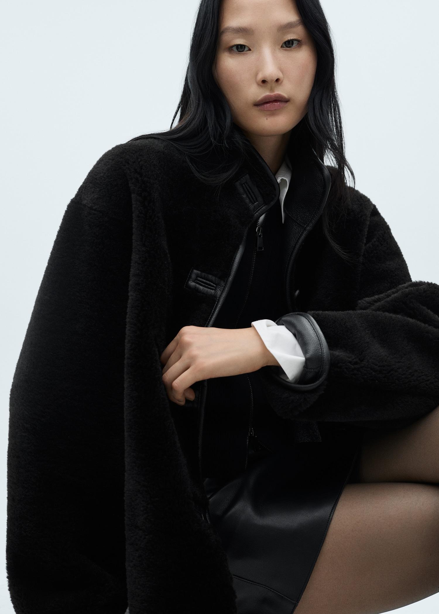 Short fur effect coat - Women | MANGO USA Product Image