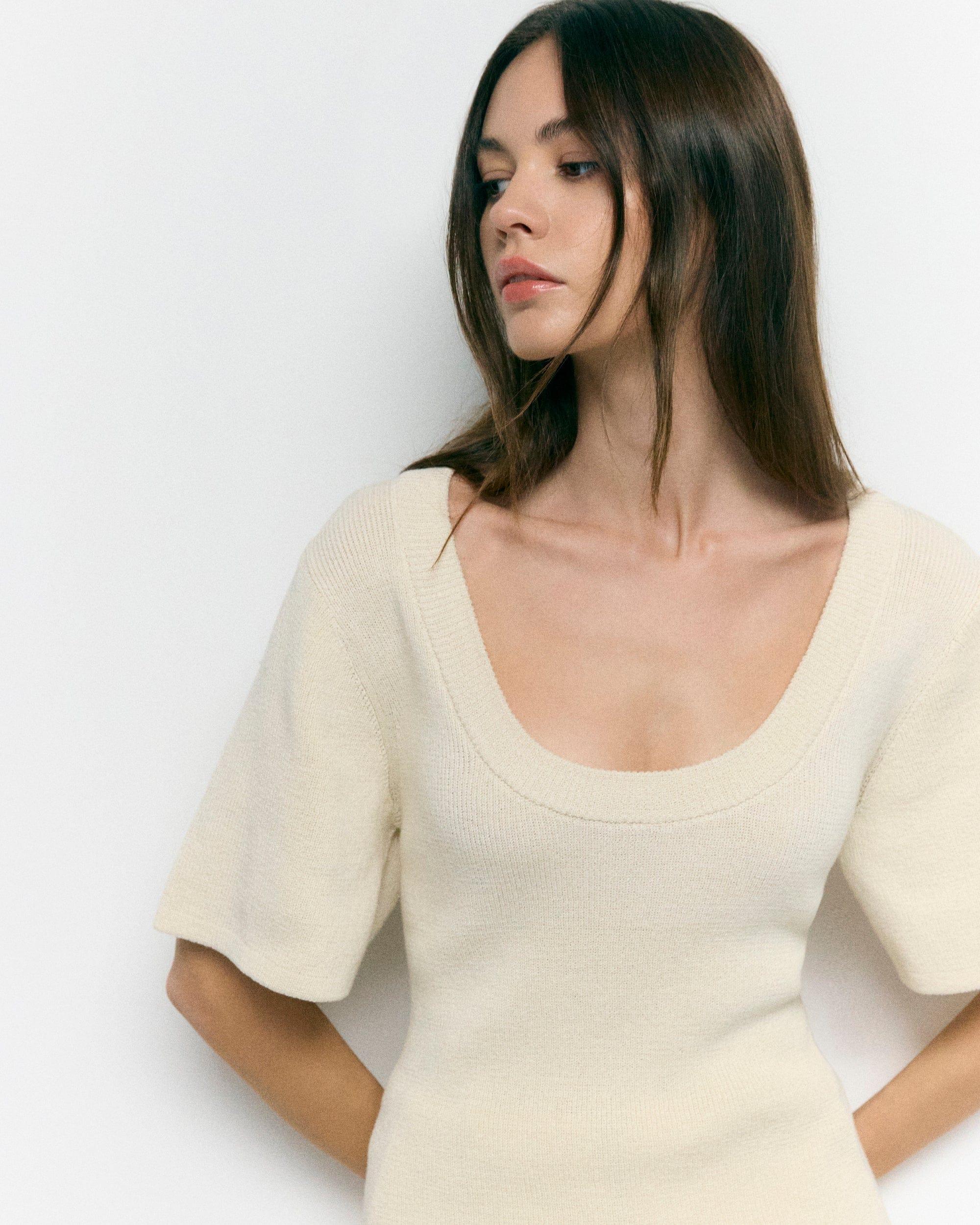 Reina Sculpted Scoop-Neck Knit Top Product Image