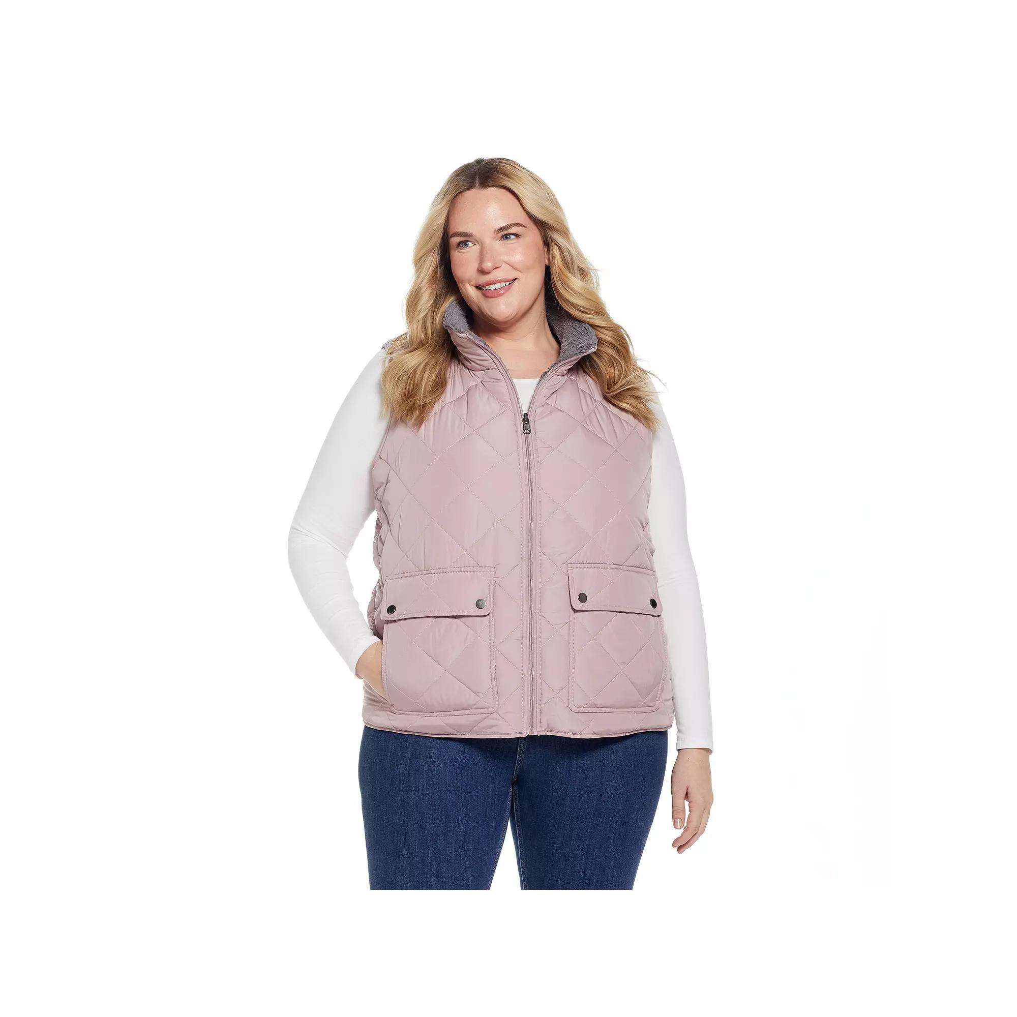 Plus Size Weathercast Midweight Reversible Vest, Women's, Size: 3XL, Pink Pink Product Image