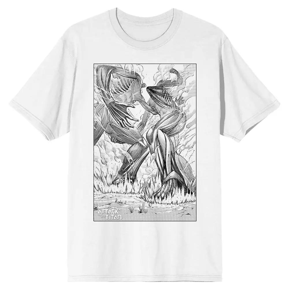 Men's Attack on Titan Fighting Graphic Tee, Size: Medium, White Product Image