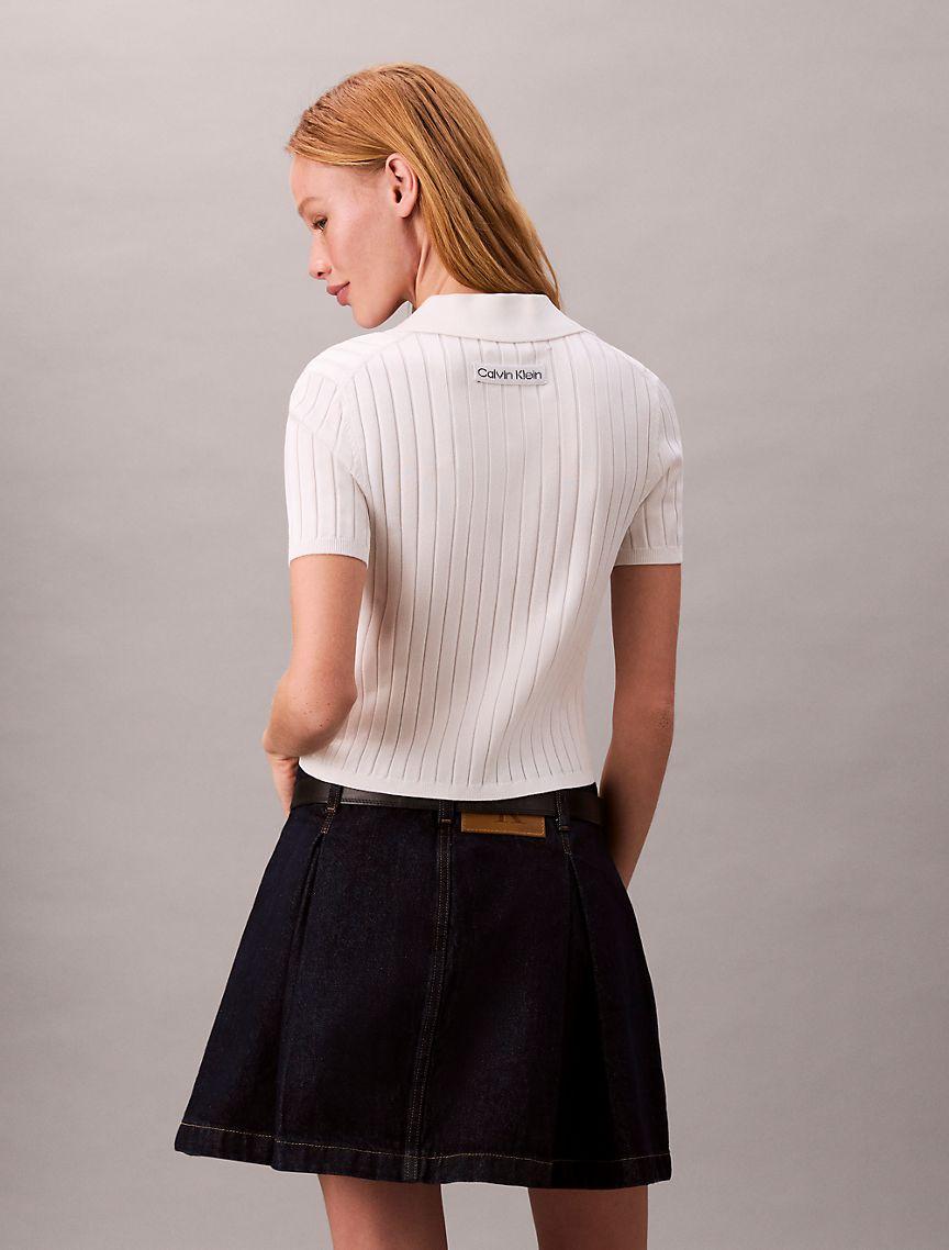 Pleated Denim Skirt  Product Image