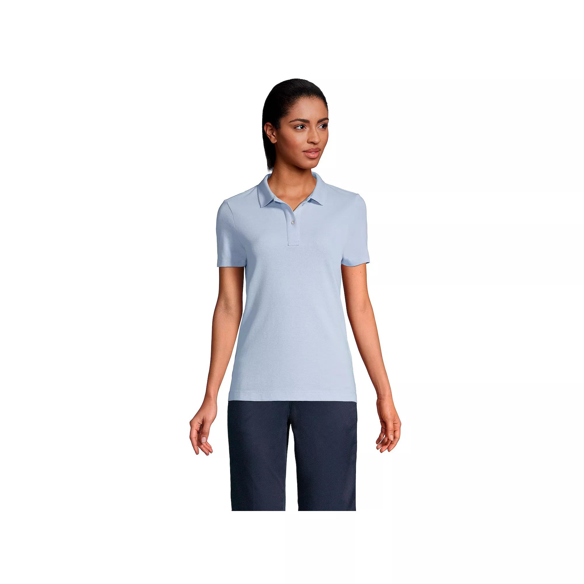 Women's Lands' End School Uniform Feminine Fit Short Sleeve Mesh Polo Shirt, Size: Small, Classic Blue Product Image