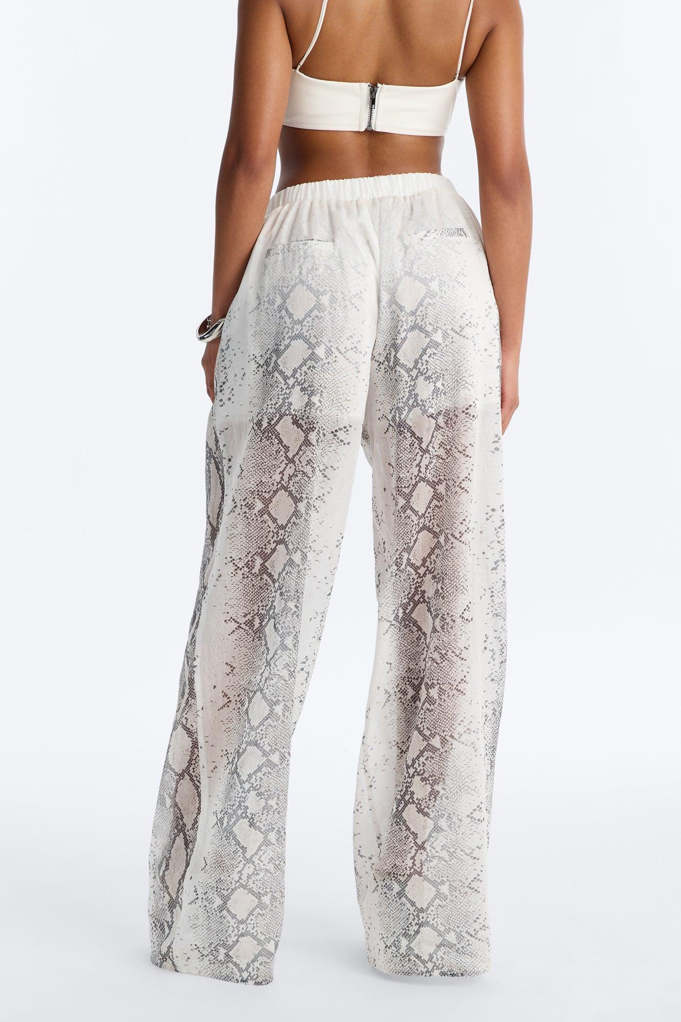 Fernanda High Rise Printed Snake Skin Linen Pants - Brown/combo Female Product Image