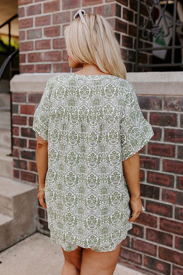 Mykonos Muse Linen-Blend Floral Top Curves Product Image